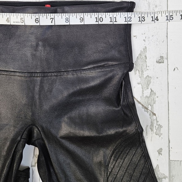 SPANX Faux Leather Moto Leggings | Size Medium - Picture 5 of 8